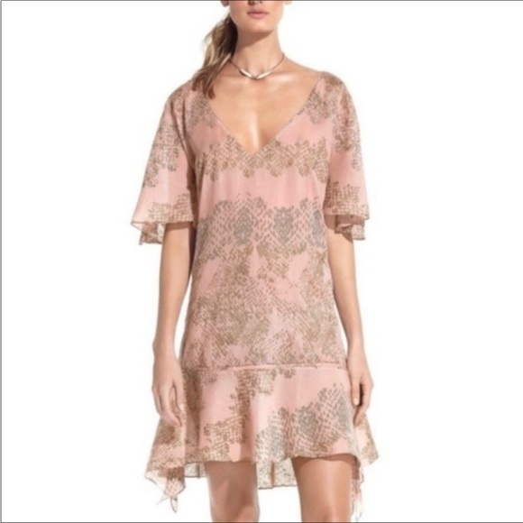 Vix Paula Hermanny Caftan Cover Up Size M Peachy Light Pink - Picture 2 of 8